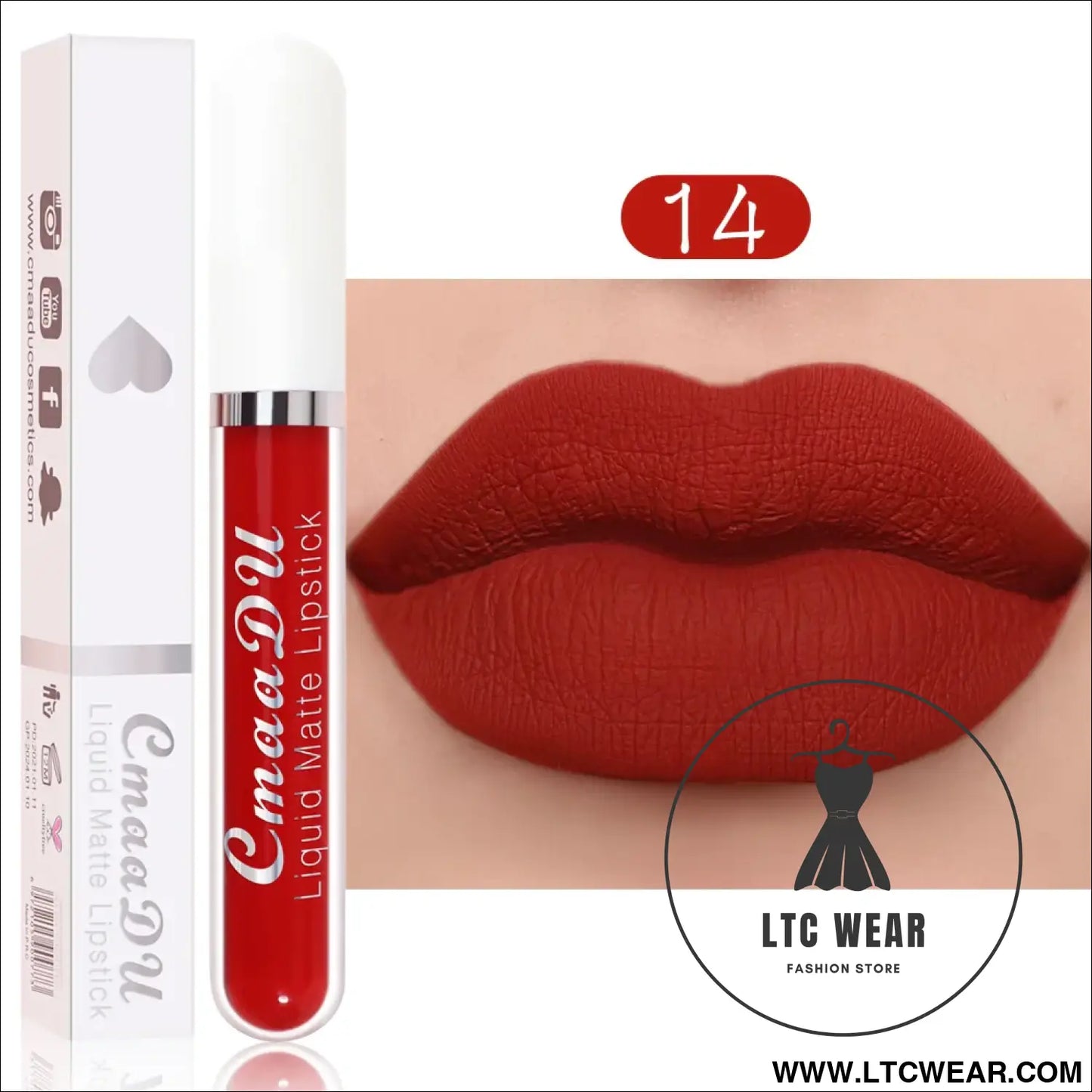 Waterproof Matte Liquid Lipstick - CmaaDu Red Elegance - L.T.C Wear Online Fashion Store