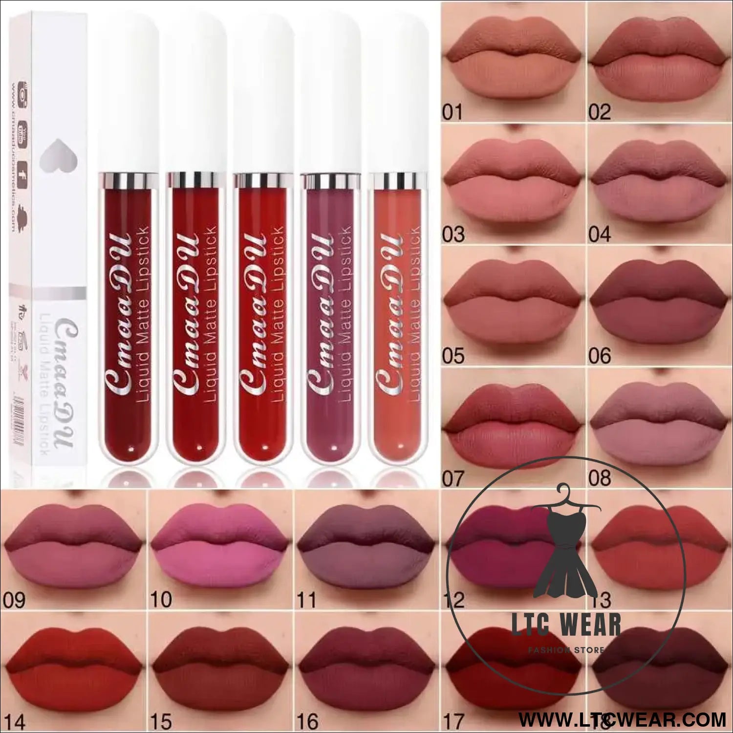 Waterproof Matte Liquid Lipstick - CmaaDu Red Elegance