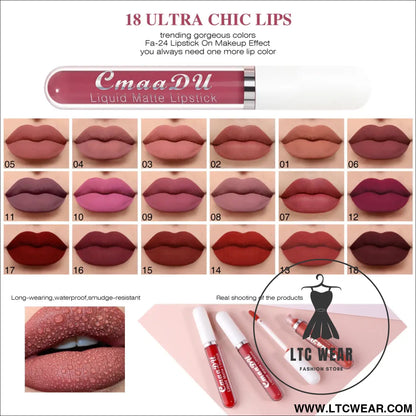 Waterproof Matte Liquid Lipstick - CmaaDu Red Elegance - L.T.C Wear Online Fashion Store