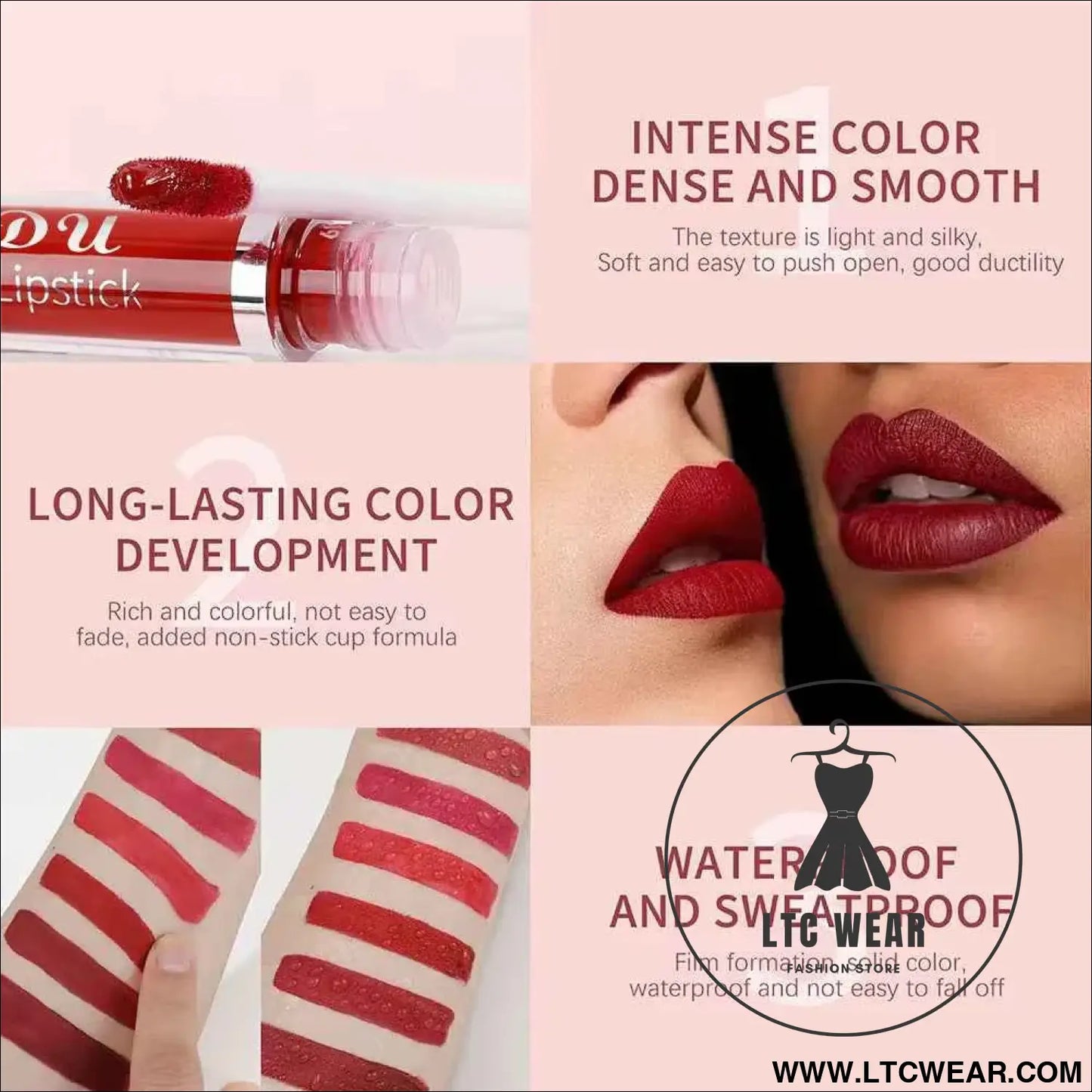 Waterproof Matte Liquid Lipstick - CmaaDu Red Elegance