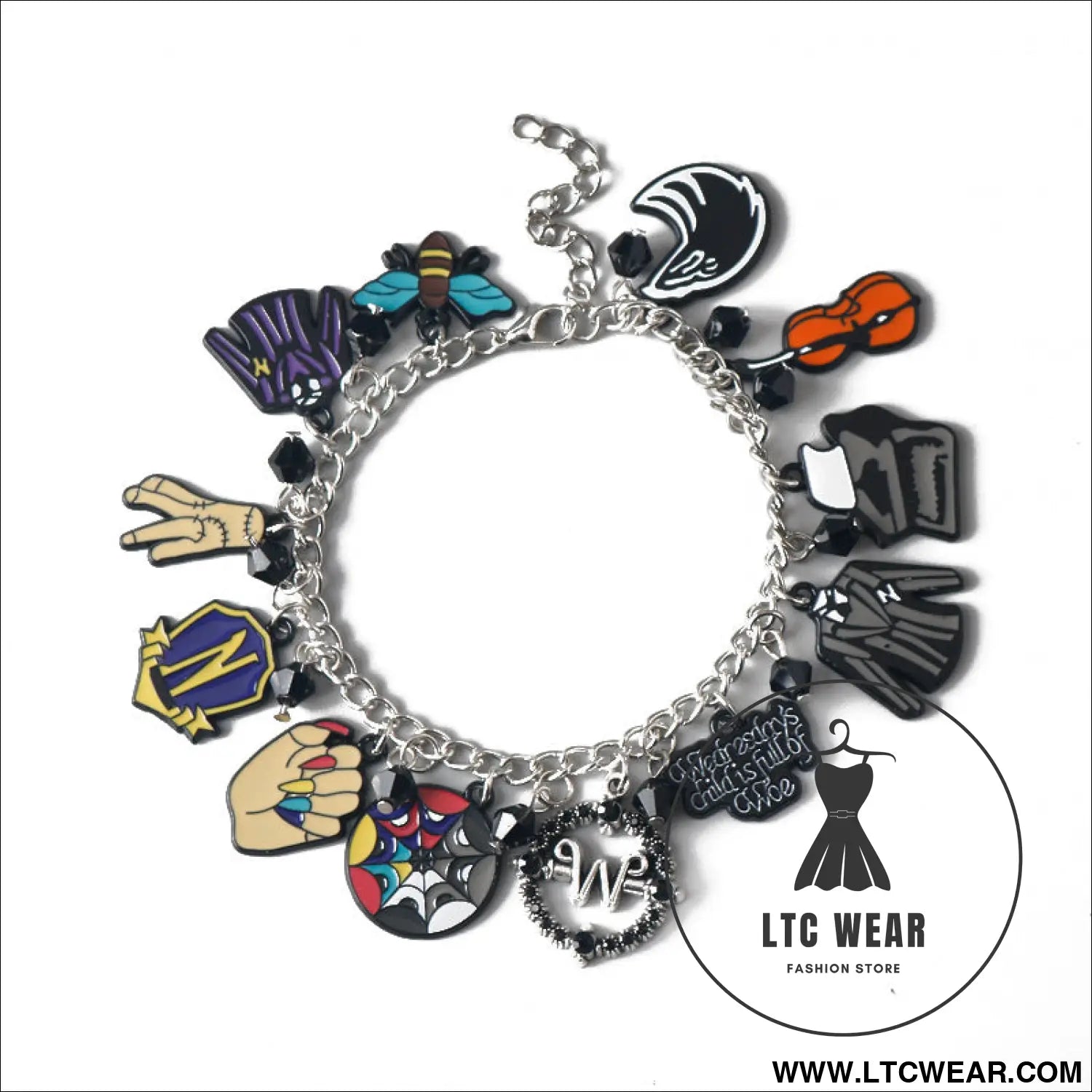Wednesday adams family alloy combo bracelet - e-253