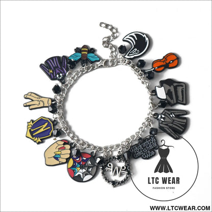 Wednesday adams family alloy combo bracelet - e-253