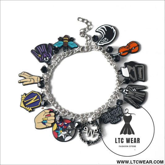 Wednesday adams family alloy combo bracelet - e-253