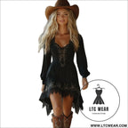 Western vintage long sleeve printed dress