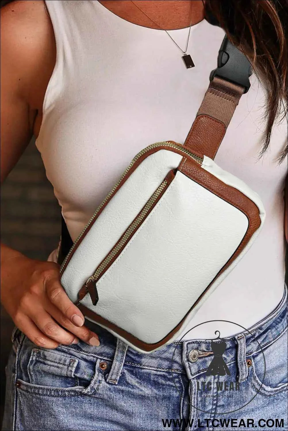 White Adjustable Strap Mini PU Leather Crossbody Bag