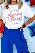 White american honey rhinestone graphic tee - white / 2xl / 62% polyester + 32% cotton + 6% elastane - graphic tees