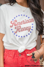 White american honey rhinestone graphic tee - graphic tees