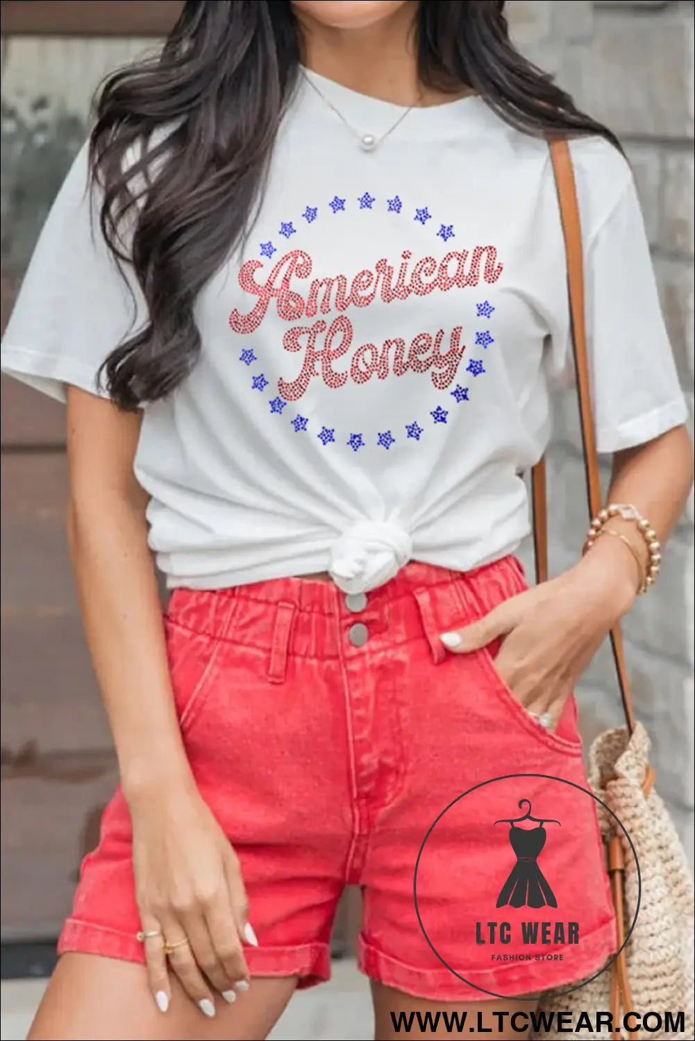 White american honey rhinestone graphic tee - graphic tees