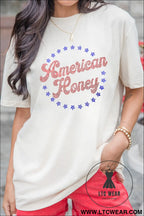 White american honey rhinestone graphic tee - graphic tees