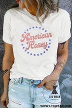 White american honey rhinestone graphic tee - graphic tees