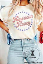 White american honey rhinestone graphic tee - graphic tees