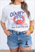 White coquette crabby vacation graphic tee - white / 2xl / 62% polyester + 32% cotton + 6% elastane - graphic tees