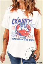 White coquette crabby vacation graphic tee - graphic tees