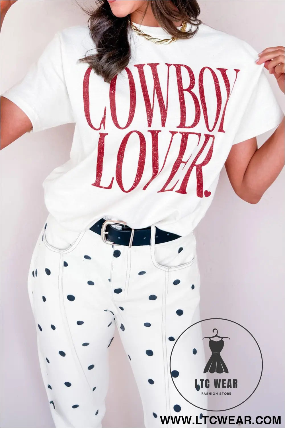 White cowboy lover lettering graphic tee - white / 2xl / 62% polyester + 32% cotton + 6% elastane - graphic tees