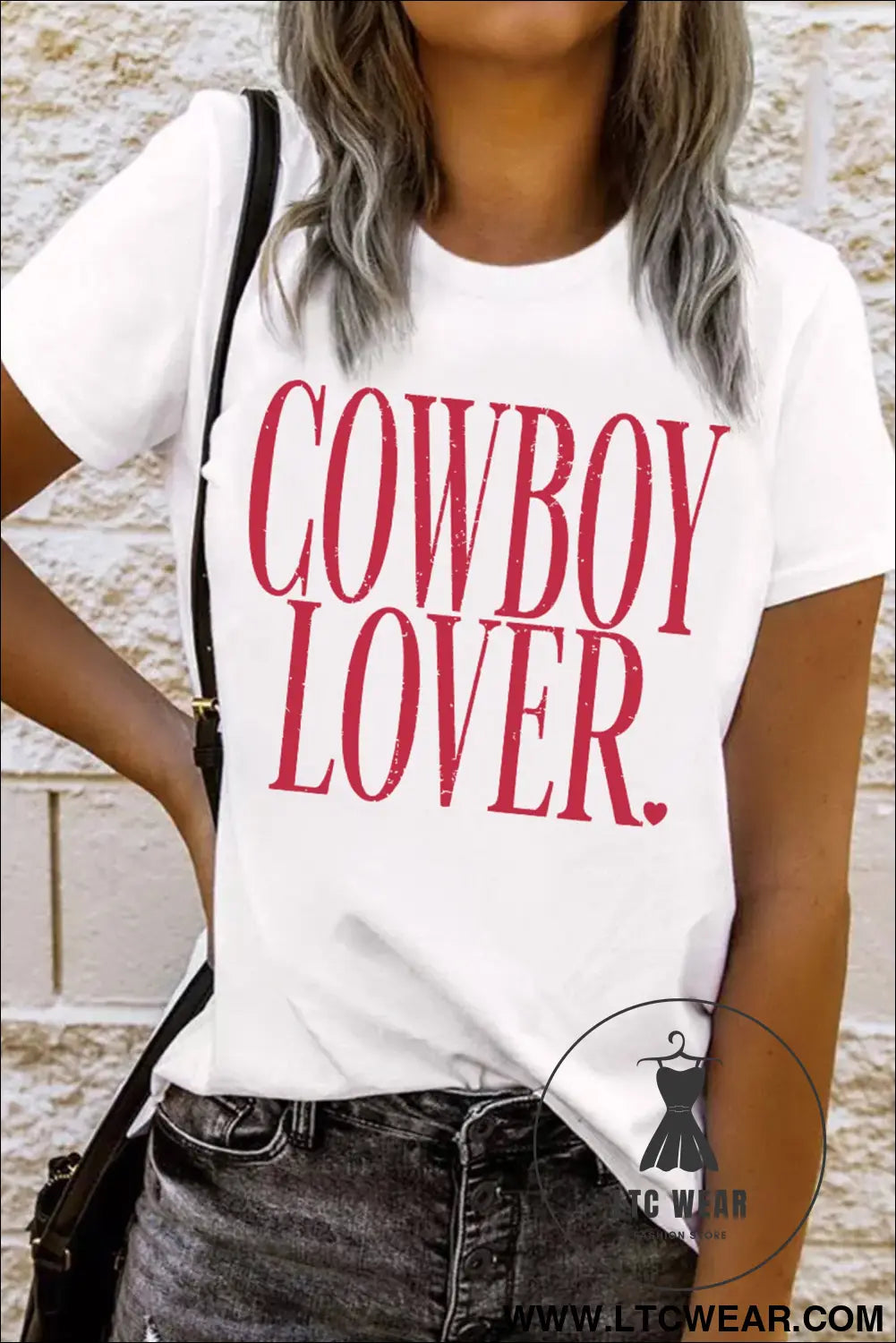 White cowboy lover lettering graphic tee - graphic tees