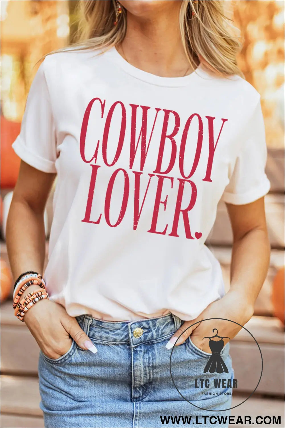 White cowboy lover lettering graphic tee - graphic tees