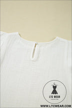 White crinkled layered ruffled flutter sleeve blouse - blouses & shirts