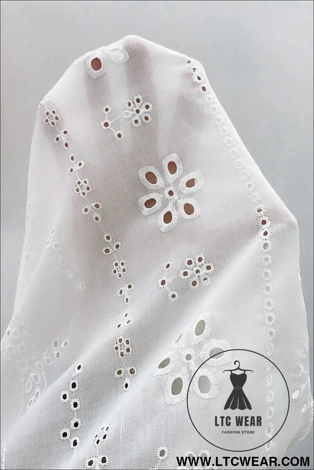 White eyelet embroidered smocked cuffs blouse - 15%