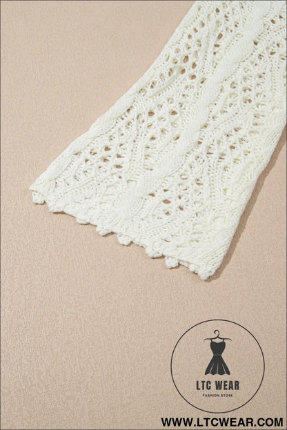 White fashion open knit hooded beach cover up - 15%