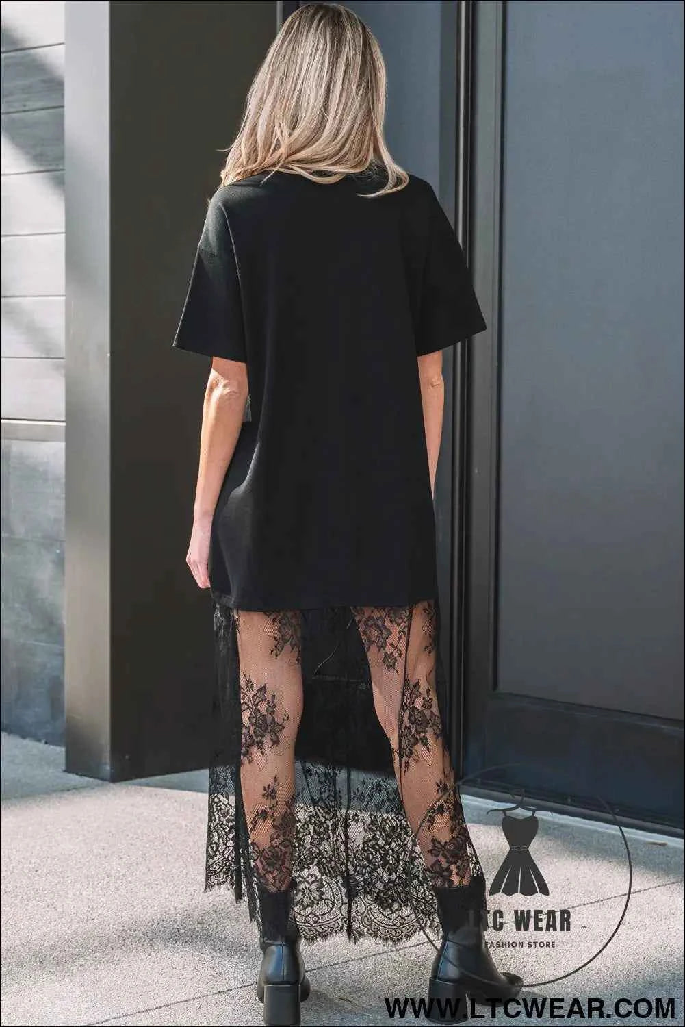 White Floral Patchwork Short Sleeve T Shirt Loose Maxi Dress