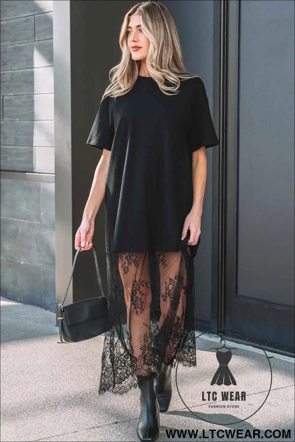 White Floral Patchwork Short Sleeve T Shirt Loose Maxi Dress