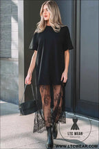 White Floral Patchwork Short Sleeve T Shirt Loose Maxi Dress