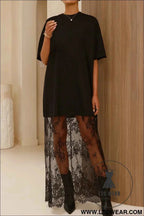 White Floral Patchwork Short Sleeve T Shirt Loose Maxi Dress
