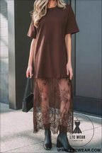 White Floral Patchwork Short Sleeve T Shirt Loose Maxi Dress
