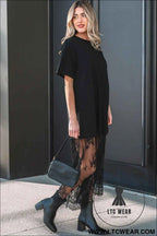 White Floral Patchwork Short Sleeve T Shirt Loose Maxi Dress