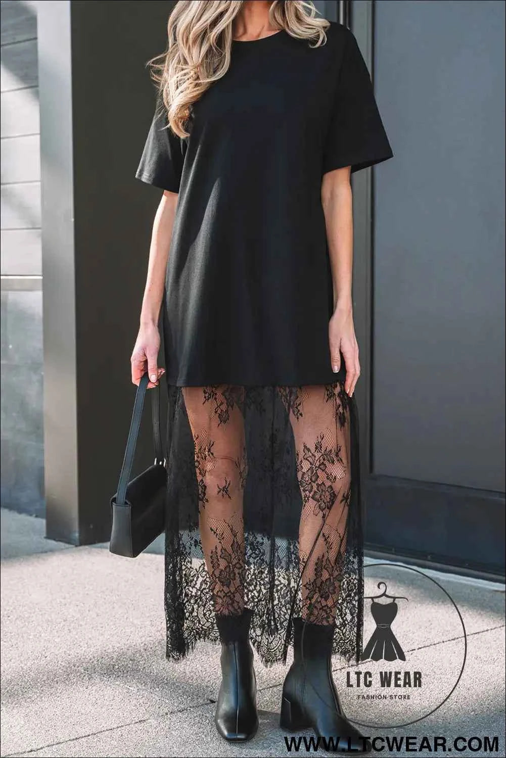 White Floral Patchwork Short Sleeve T Shirt Loose Maxi Dress
