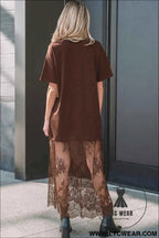 White Floral Patchwork Short Sleeve T Shirt Loose Maxi Dress
