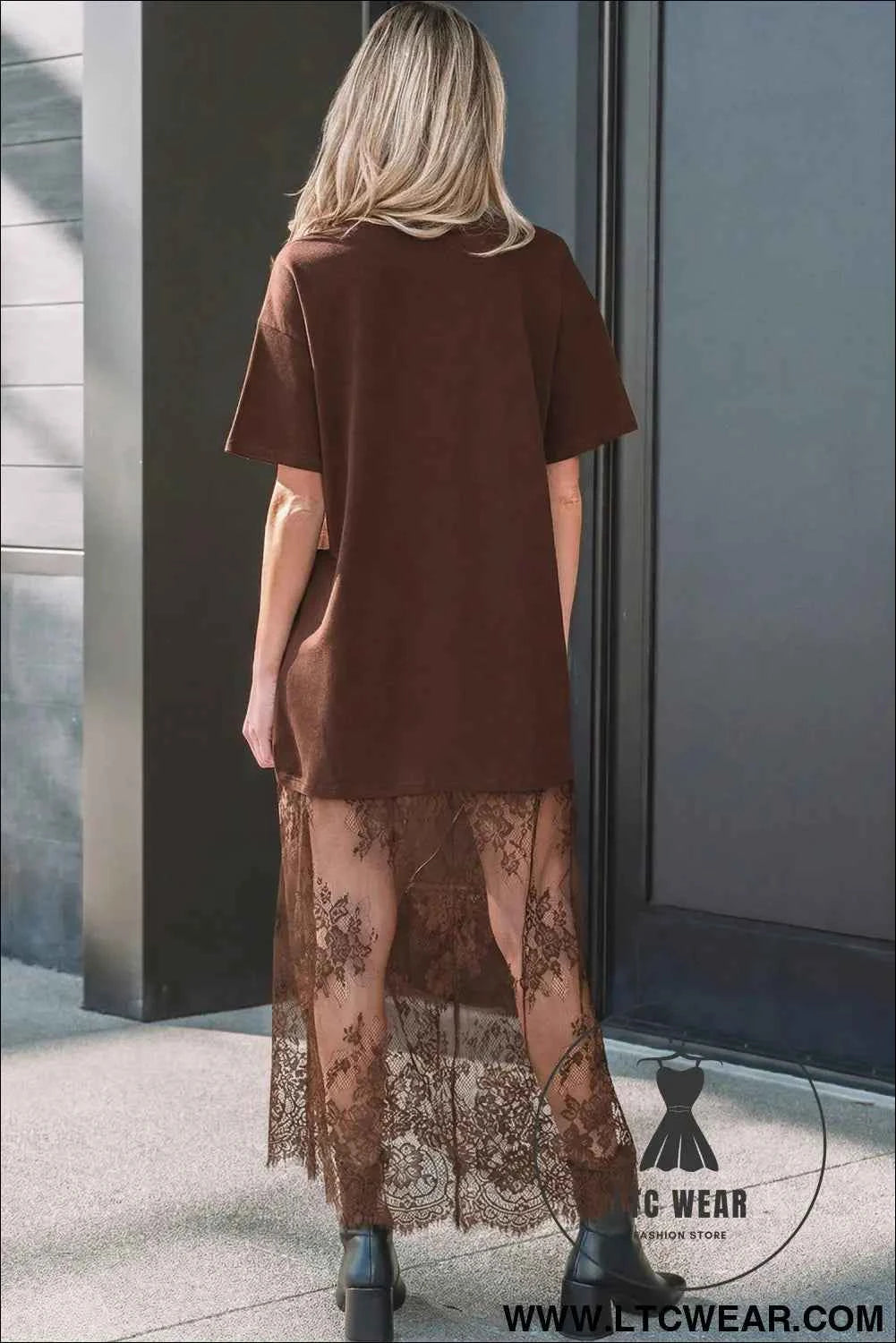 White Floral Patchwork Short Sleeve T Shirt Loose Maxi Dress