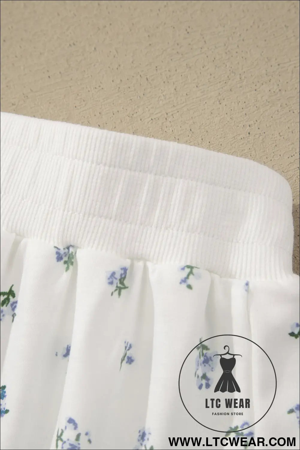 White Floral Print Half Zip Top Matching Short Set - L.T.C Wear Online Fashion Store