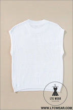 White flower patch knit round neck tee - tops & tees