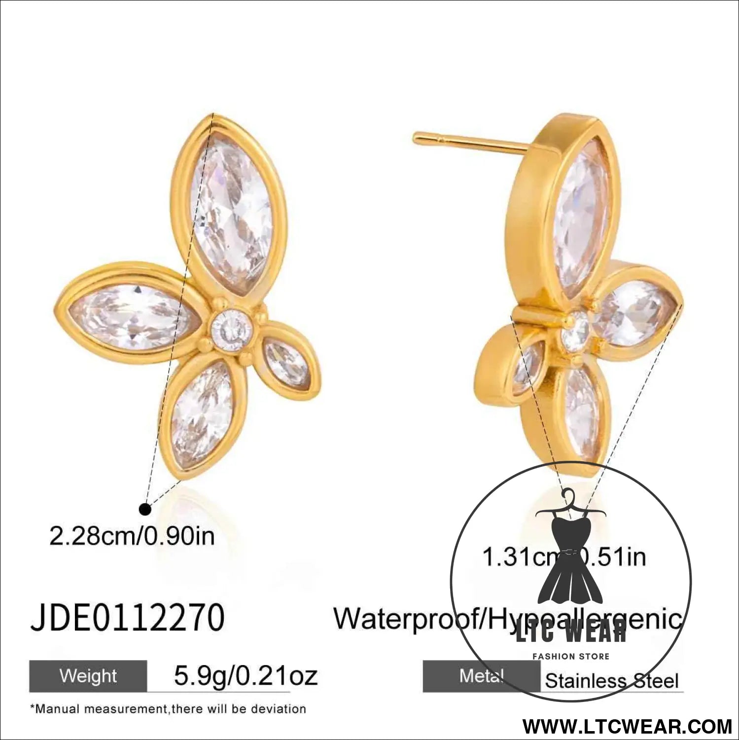 White Flower Zircon Stud Earrings