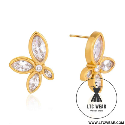 White Flower Zircon Stud Earrings