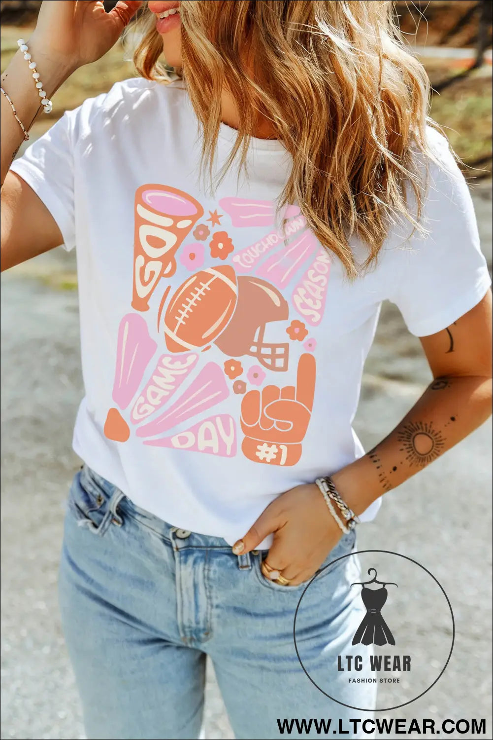 White Game Day Touchdown Season Graphic Tee - L.T.C Wear Online Fashion Store