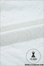 White lace neck flutter sleeve eyelet blouse - 15%