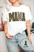 White mama mixed pattern lettering t shirt - white / 2xl / 62% polyester + 32% cotton + 6% elastane - graphic tees