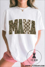 White mama mixed pattern lettering t shirt - graphic tees
