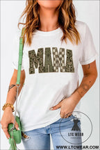 White mama mixed pattern lettering t shirt - graphic tees