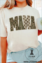 White mama mixed pattern lettering t shirt - graphic tees