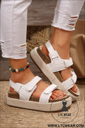 White open toe ankle strap wedge sandals - white / 37 - sandals