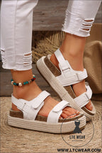 White open toe ankle strap wedge sandals - white / 37 - sandals