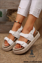 White open toe ankle strap wedge sandals - sandals