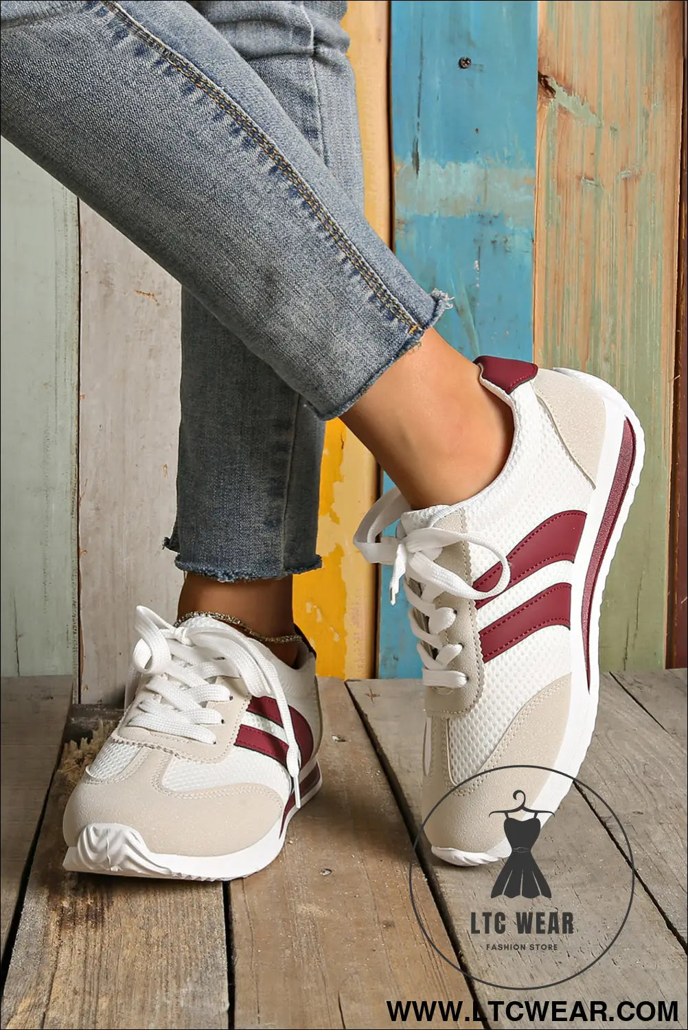 White patchwork breathable lace up sneakers - womens shoes