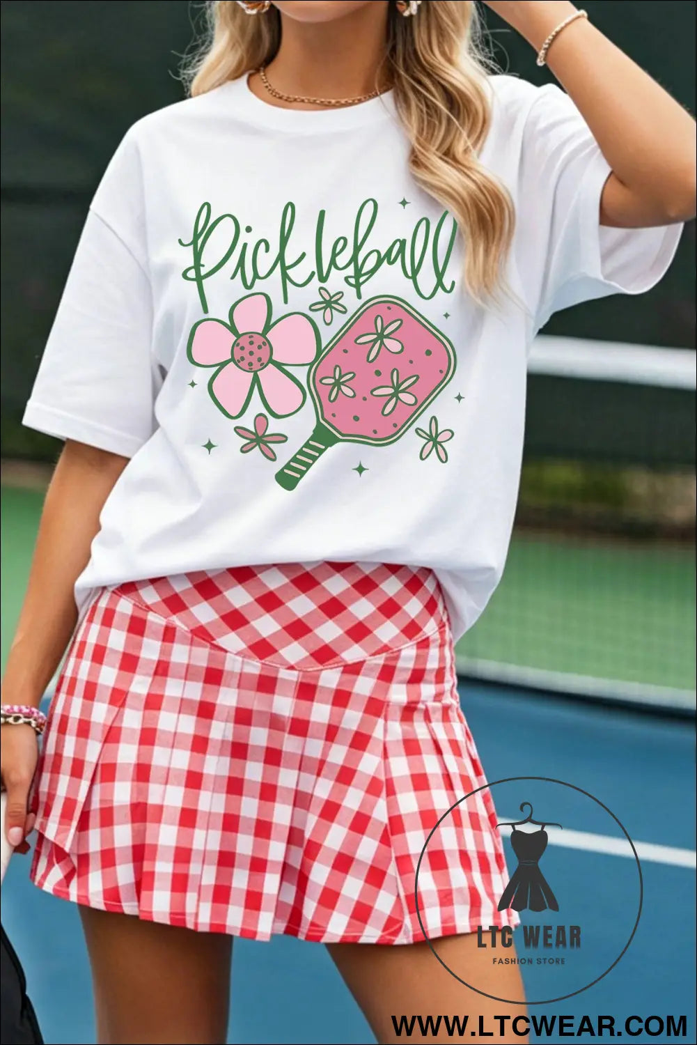 White pickleball sweet flower printed t shirt - white / 2xl / 62% polyester + 32% cotton + 6% elastane - graphic tees