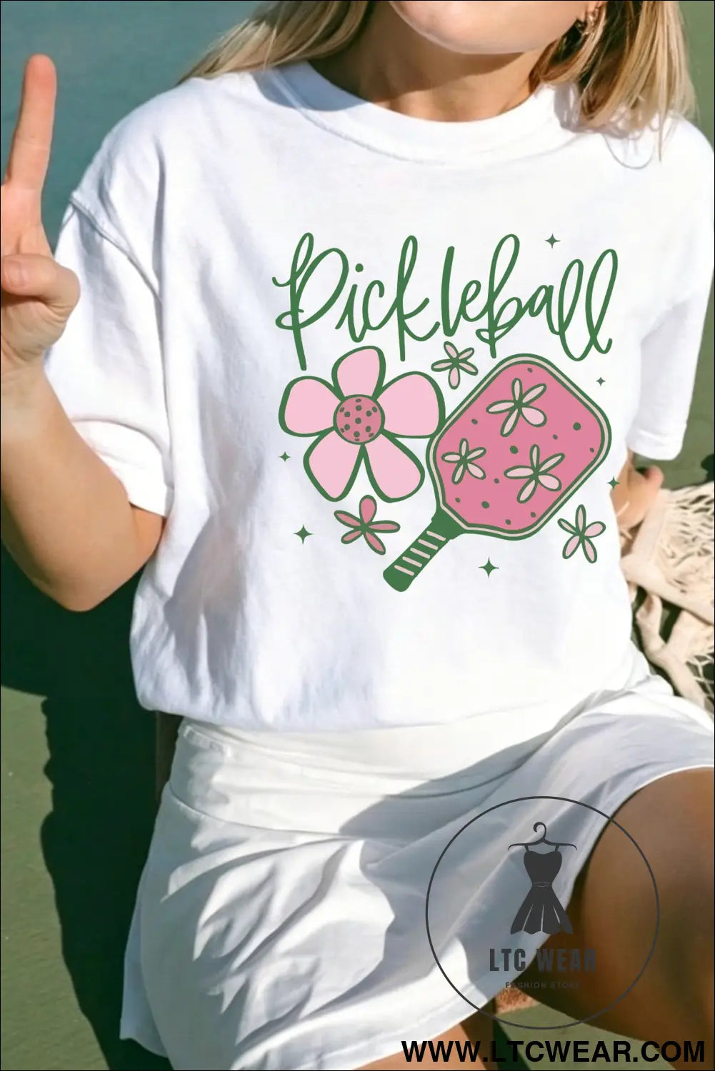 White pickleball sweet flower printed t shirt - graphic tees