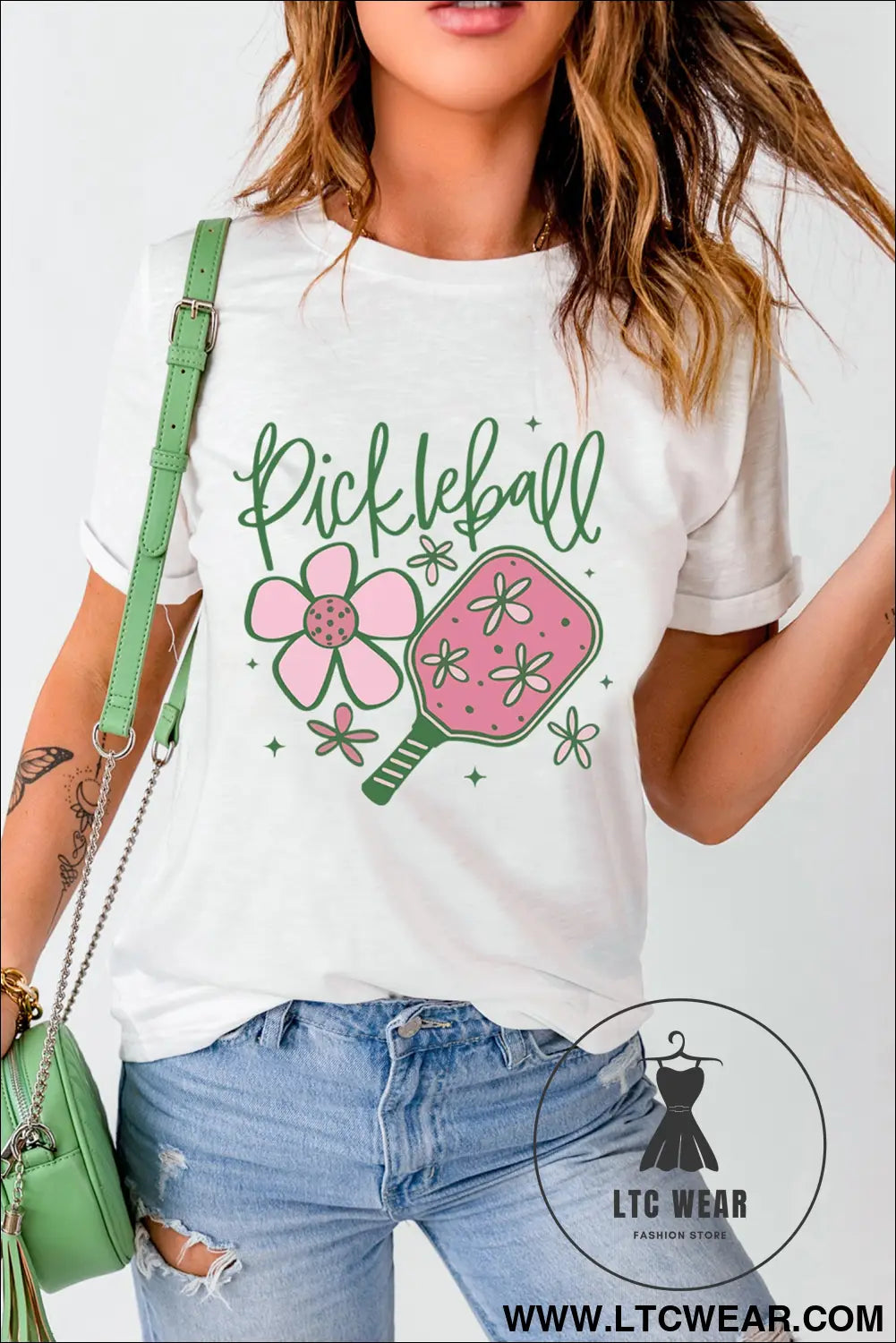 White pickleball sweet flower printed t shirt - graphic tees