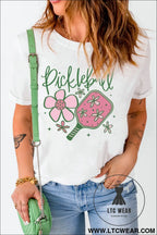 White pickleball sweet flower printed t shirt - graphic tees